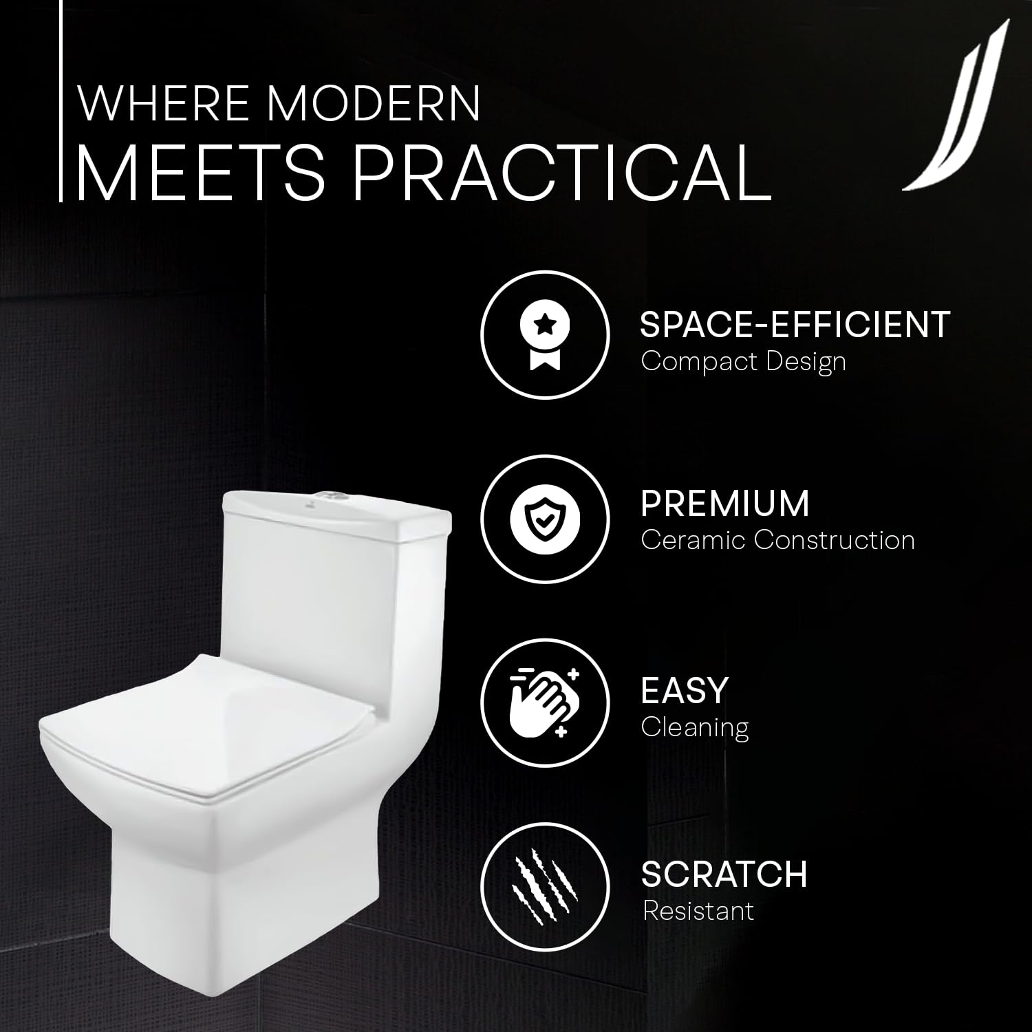 Jaquar Single Piece WC with UF Soft Close Slim Seat Cover, Hinges