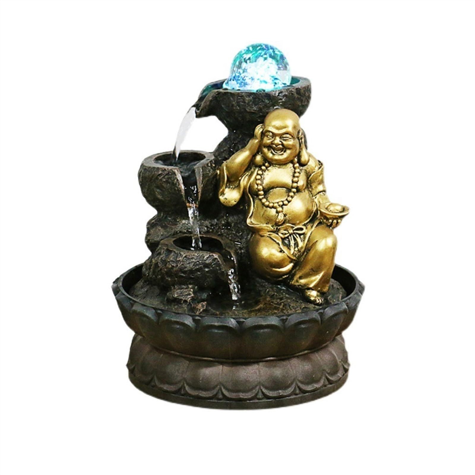 indoor Waterfall Desktop Decorations Home Living Room TV Cabinet Chinese Attracting Wealth Fountain Buddha Ornaments