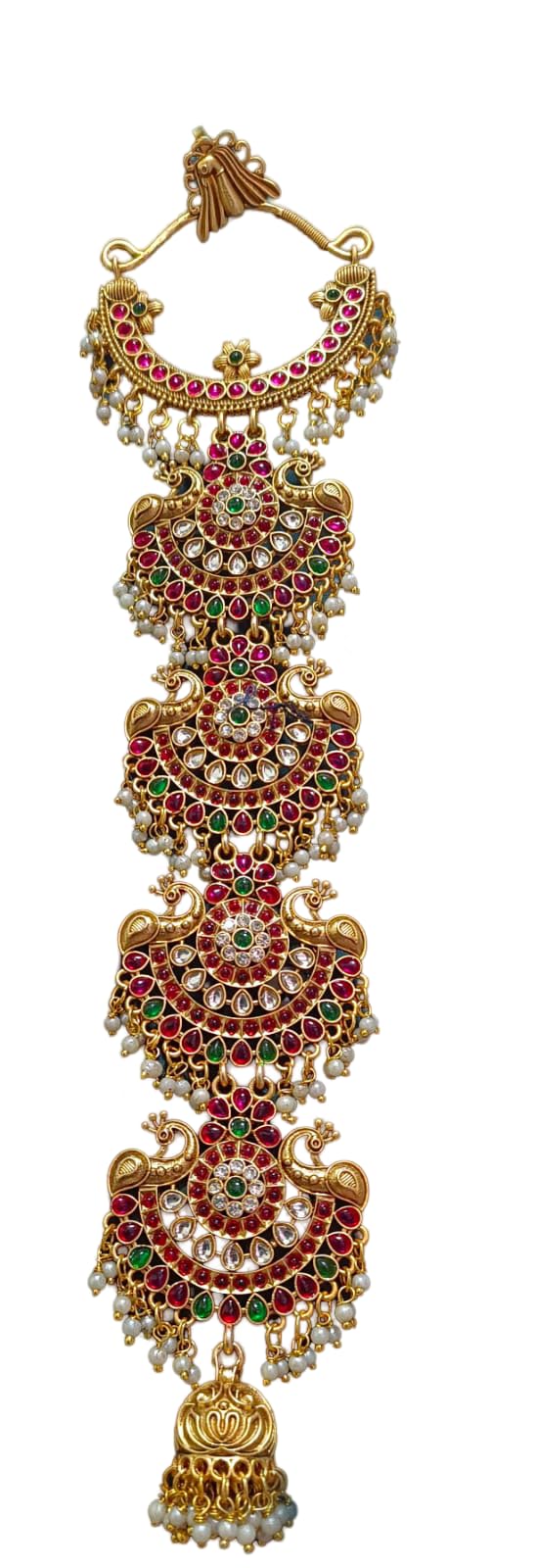 KGR Splash (Code No KR295) Two PEacock Ring Design 5Layers Regular Medium Size Jadai Villai For Hair-image-8