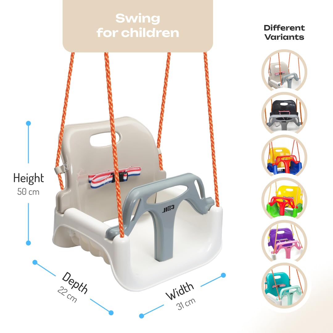 COIL Kinderschaukel Babyschaukel Outdoor 3-in-1 Schaukel Baby Verstellbarer Kinderschaukel Indoor mit Rückenlehne Schaukel Indoor Kinderschaukelsitz Kleinkind Schaukel (Beige)
