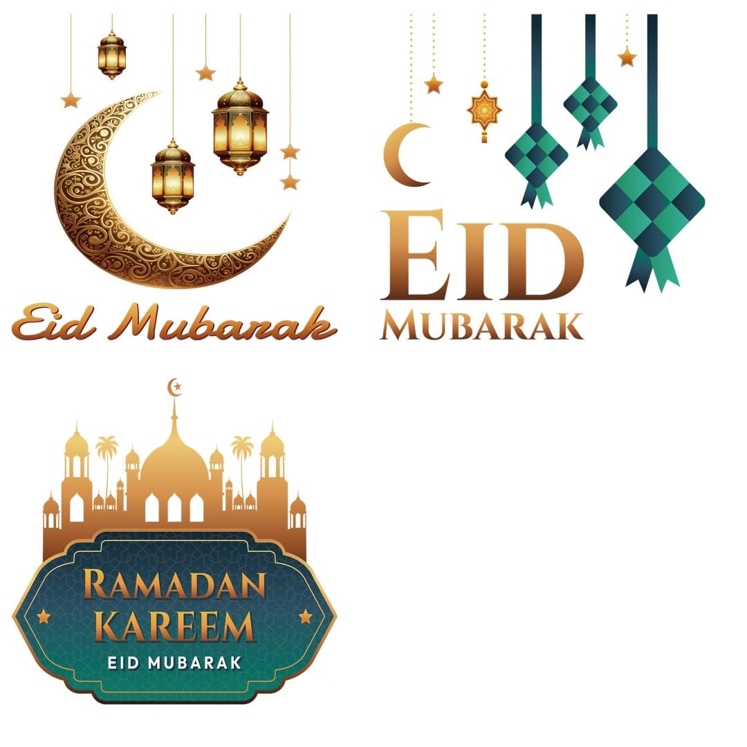 Happy Eid Mubarak Iron Transfer Patch Heat Transfer Sticker Vinyl Design Iron Applique T-Shirt Clothing DIY Craft Applique Clothing Decoration (P3)