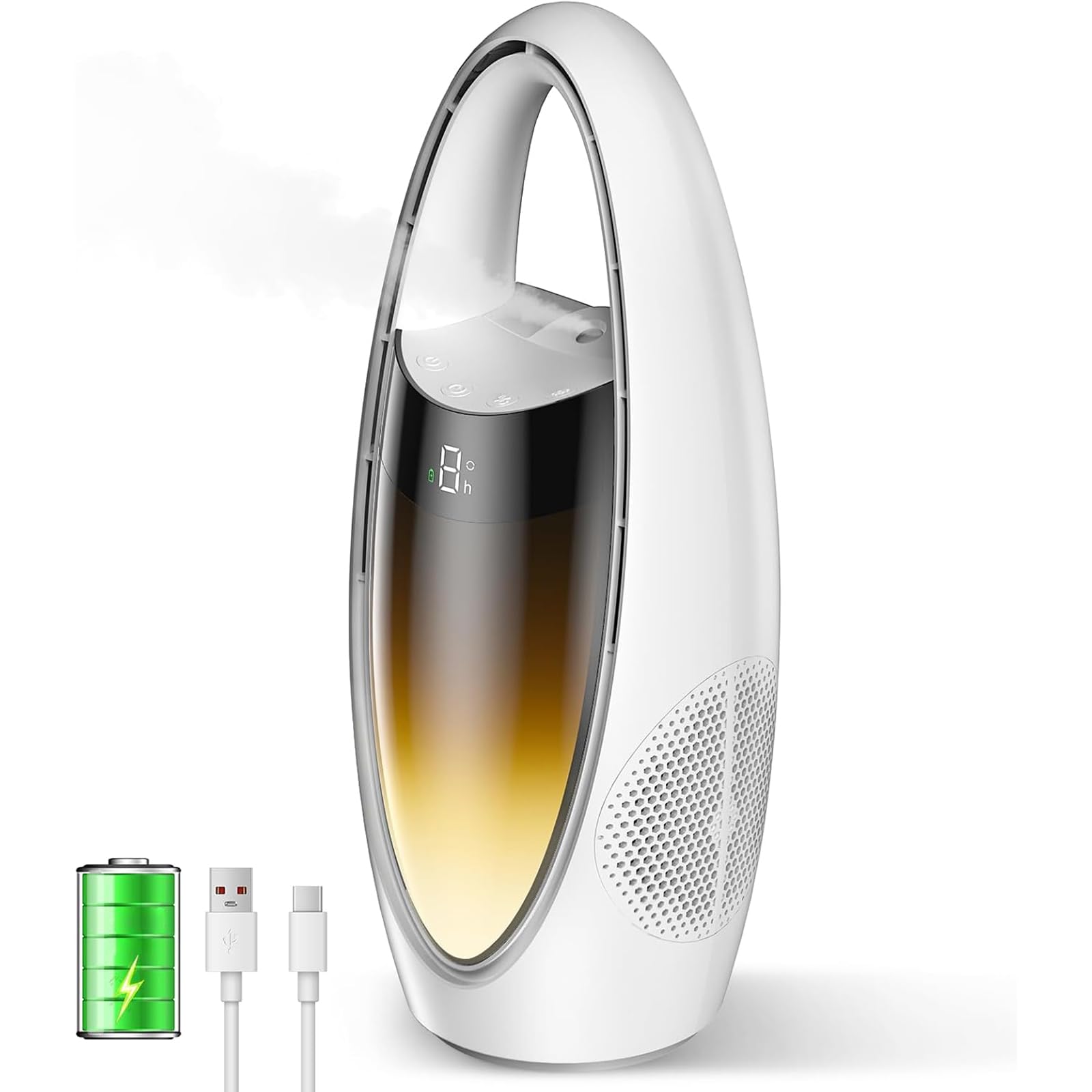 VOMI Ventilateur de table sans rotor avec brume, batterie 4000 mAh
