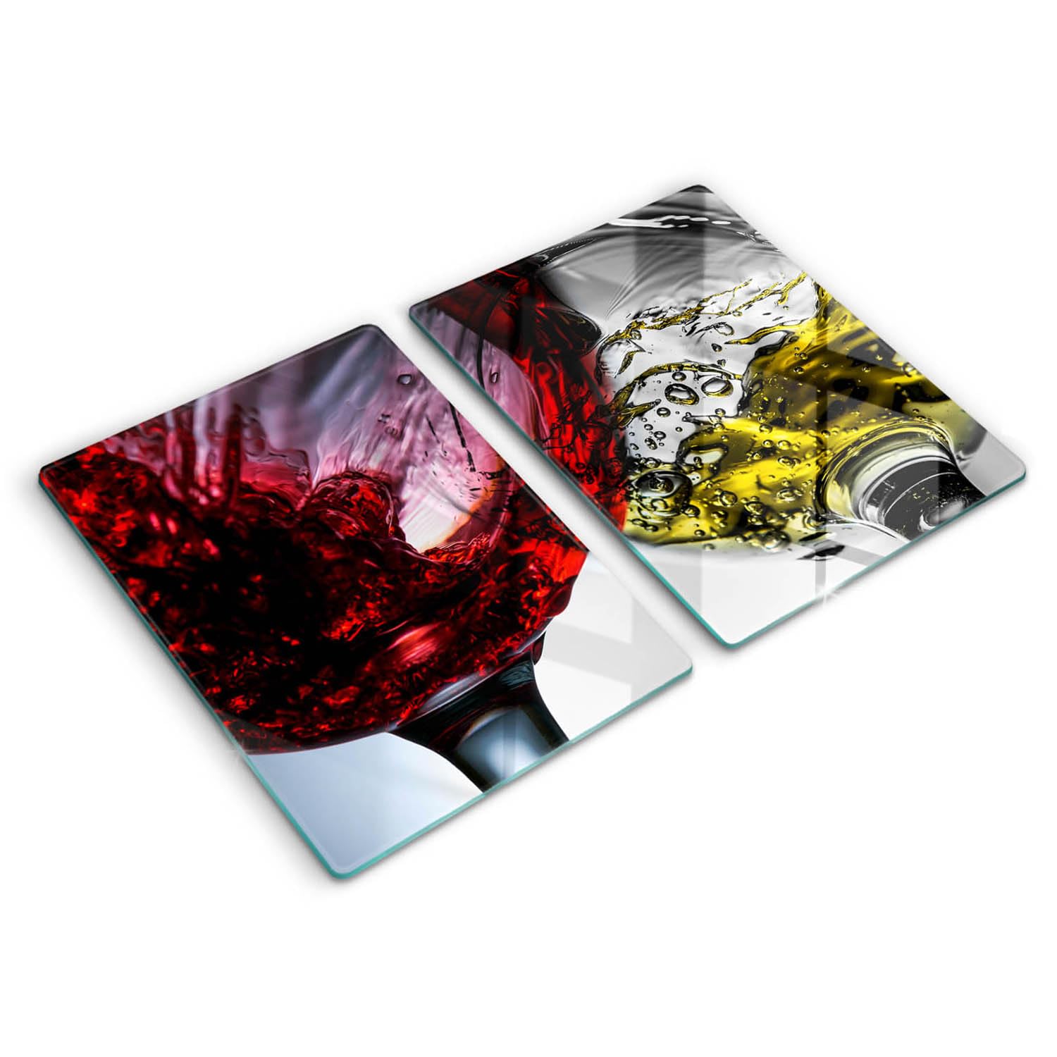 Planche à découper induction Wallfluent 2x40x52cm en verre motif verres à vin