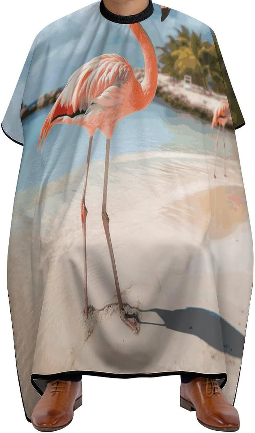 Capa para corte de cabello Beach Flamingo impermeable miniatura 1