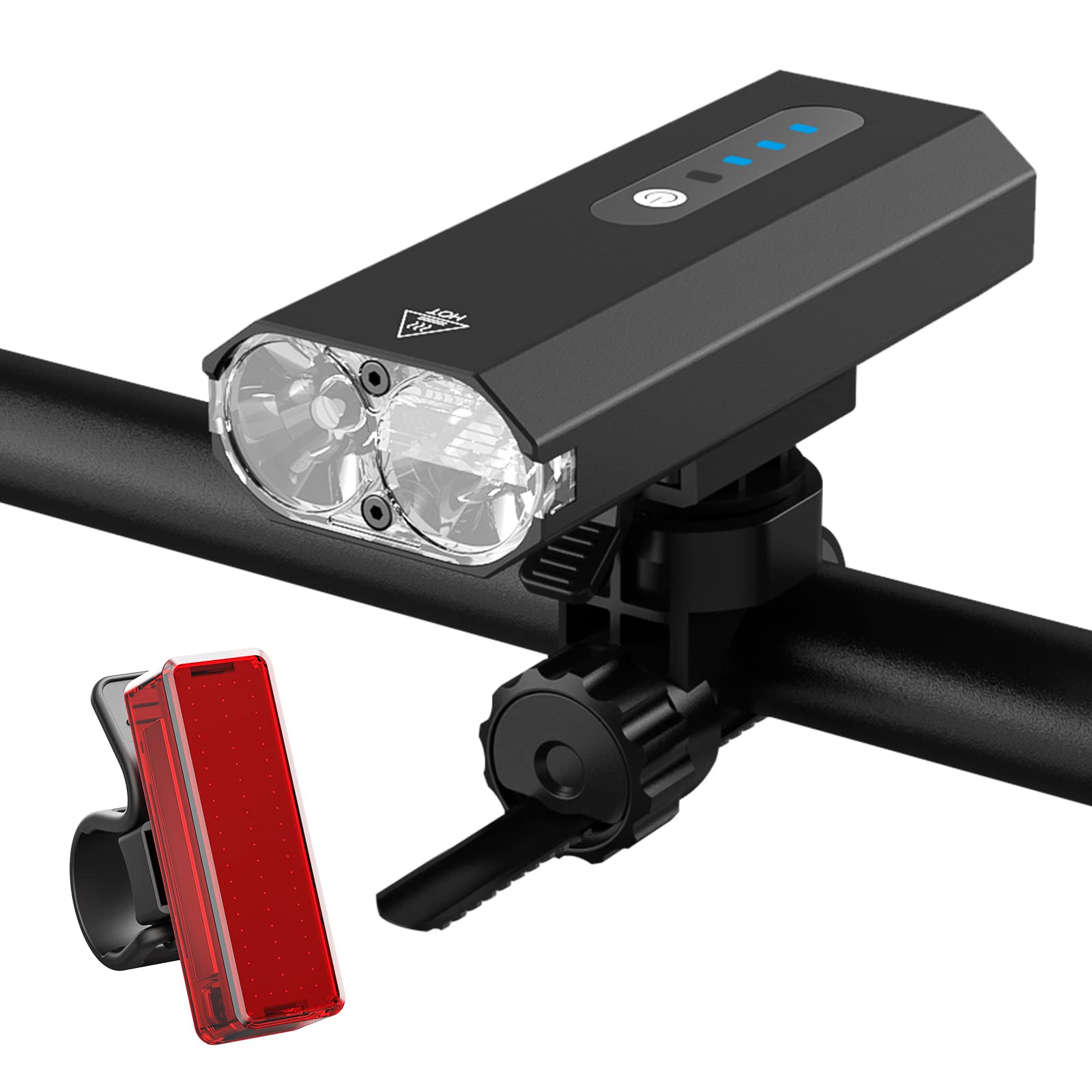 Ultra Bright 3000mAh USB Rechargeable Bike Light Set, 800 Lumens Super Bright 2LED Bike Lights Front and Back, Waterproof Bicycle Headlight Taillight for Cycling Road Mountain