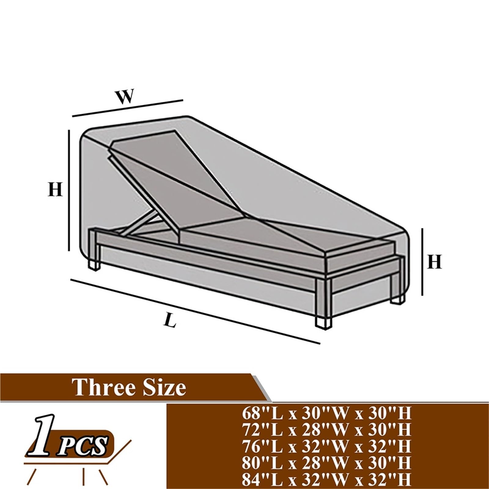 Coperture per Mobili da Giardino Copertura for lettino prendisole da esterno Copertura protettiva for poltrona reclinabile Mobili da giardino Copertura antipioggia impermeabile(Black,203x72x72cm)