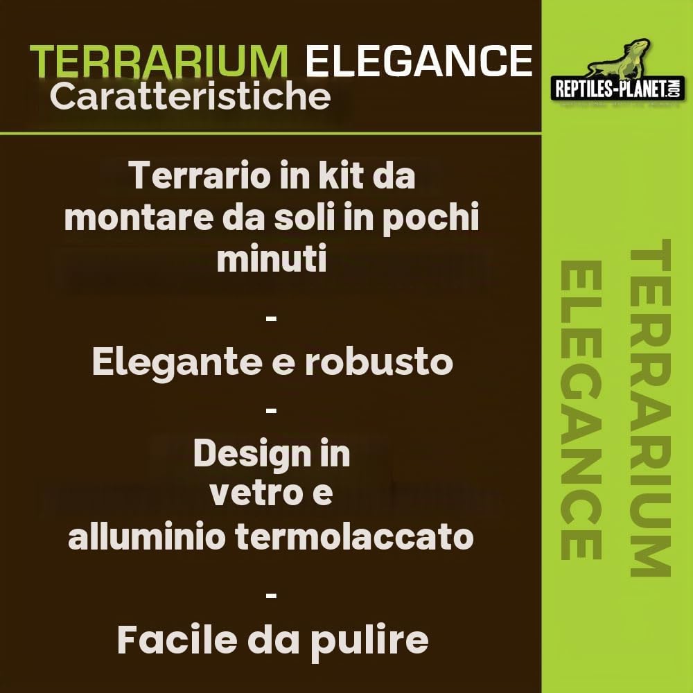 Reptiles Planet Alluminio Elegance Terrario per Rettile/Anfibio 100 x 45 x 50 Nero