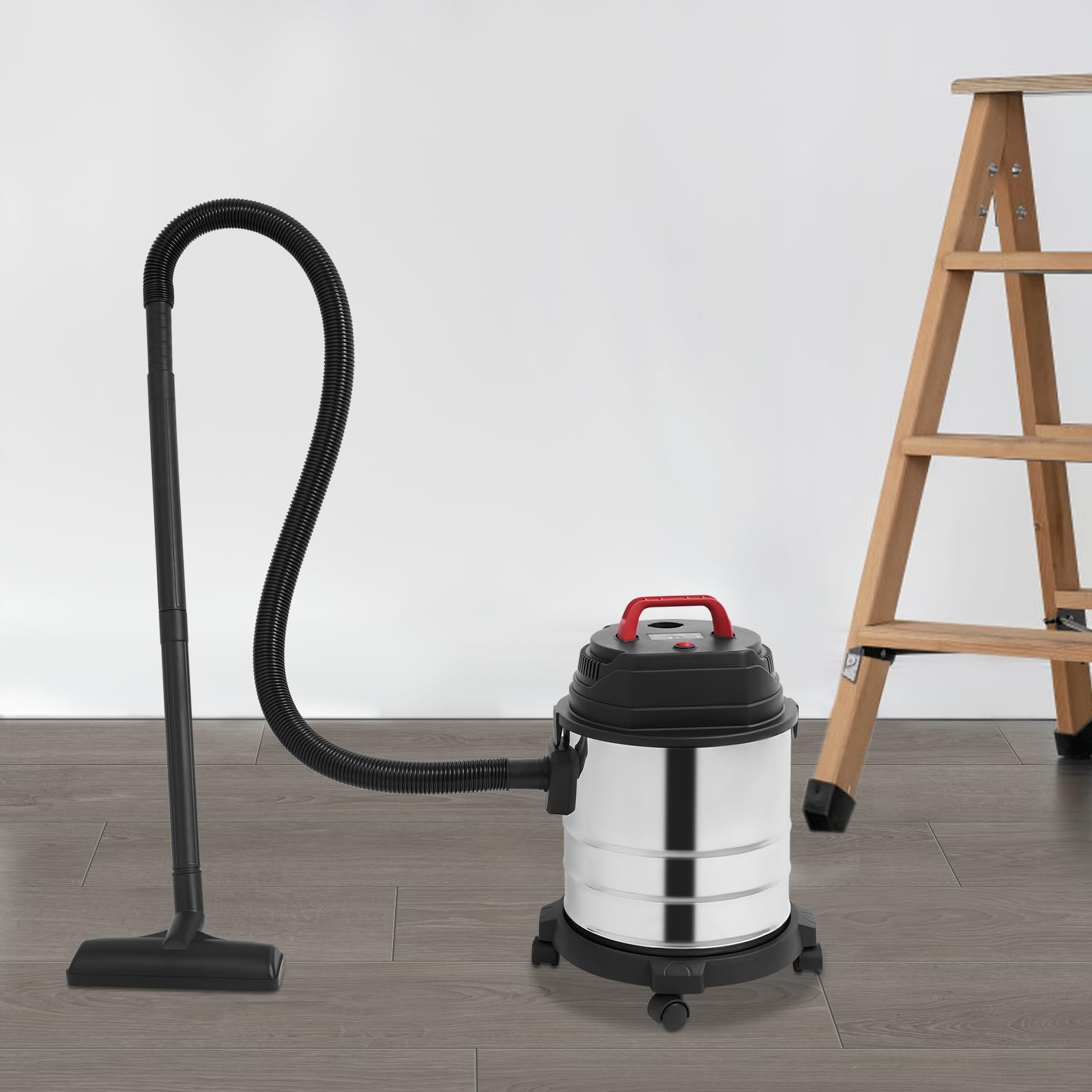 Odkurzacz przemysłowy do odkurzania na mokro i sucho, ze stali nierdzewnej, 1500 W, 20 l, odkurzacz warsztatowy bez worka