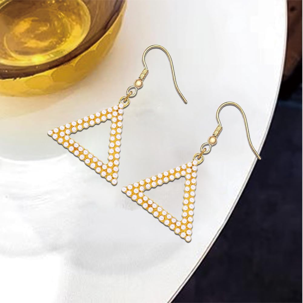 Greek Sorority Women Gifts Pearl Triangle Pendants DST Members Dear Delta Earrings Soror Jewelry - Image 5