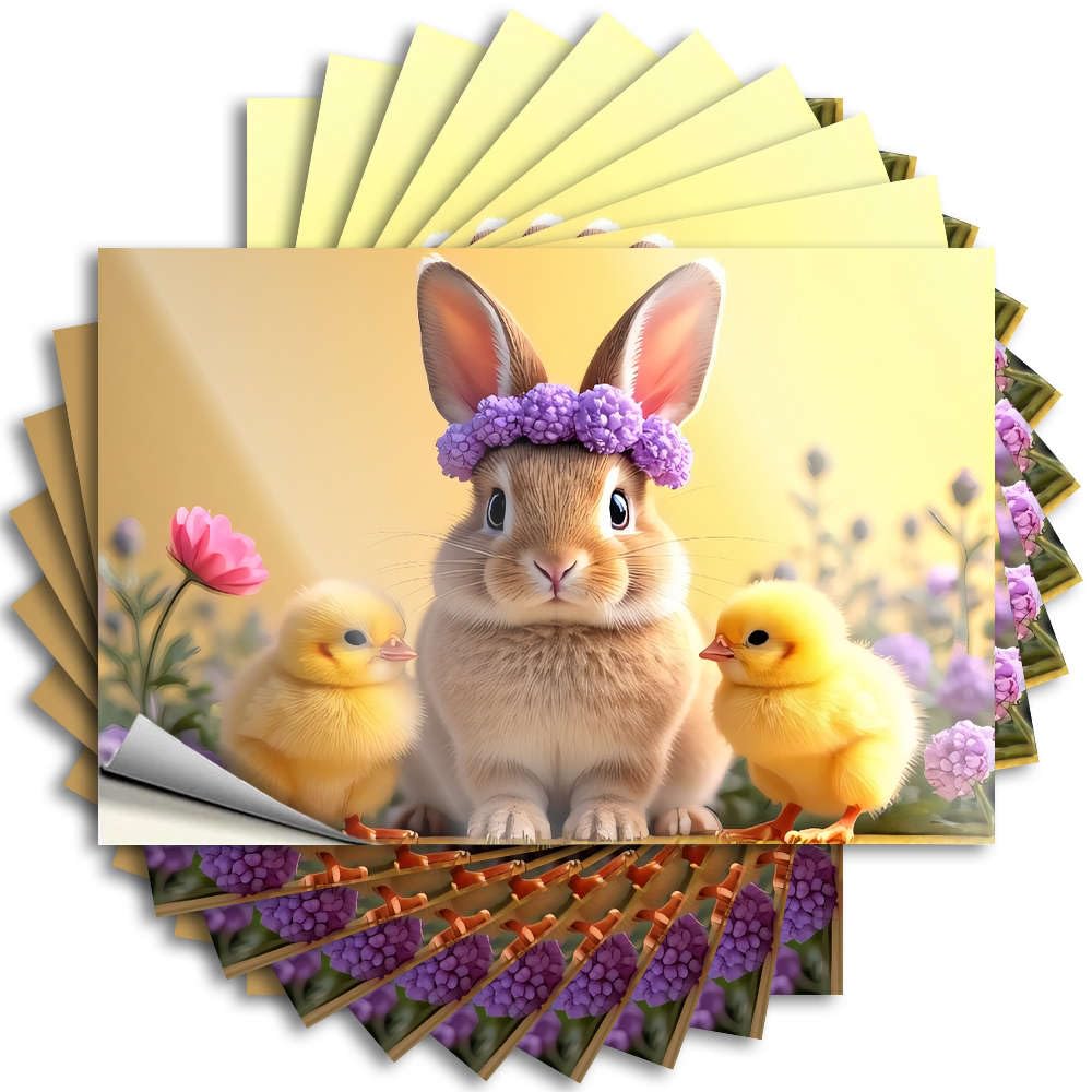 Saying Spring Fall Decor Laptop A Cute Bunny with Chicks in A Floral Setting. - No Residue Decals for Interesting(8X12CM)