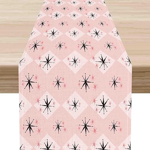 Miniatura 9 de Groovy - Camino de mesa floral retro de los años 70, hippie floral, rosa funky, bonita flor trippy decoración de mesa auxiliar para el hogar,