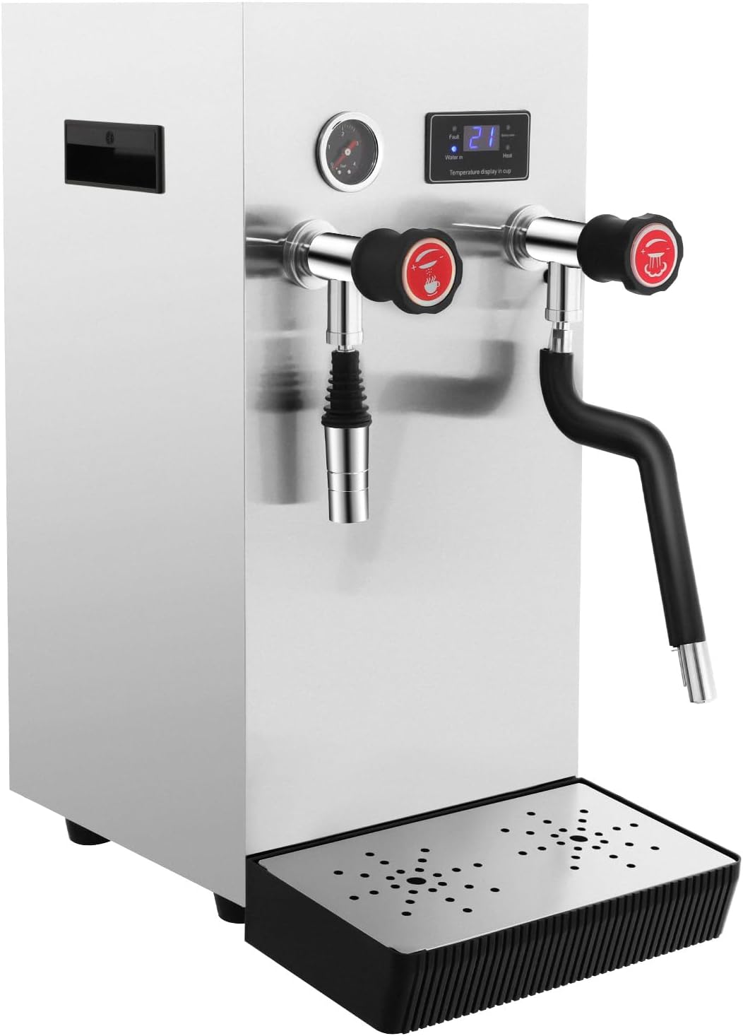 Commercial Milk Frother, 2500W Automatic Steam Boiling Water Machine Electric Steam Milk Frother with LED Display Suitable for Coffee, Tea and Dessert Shops