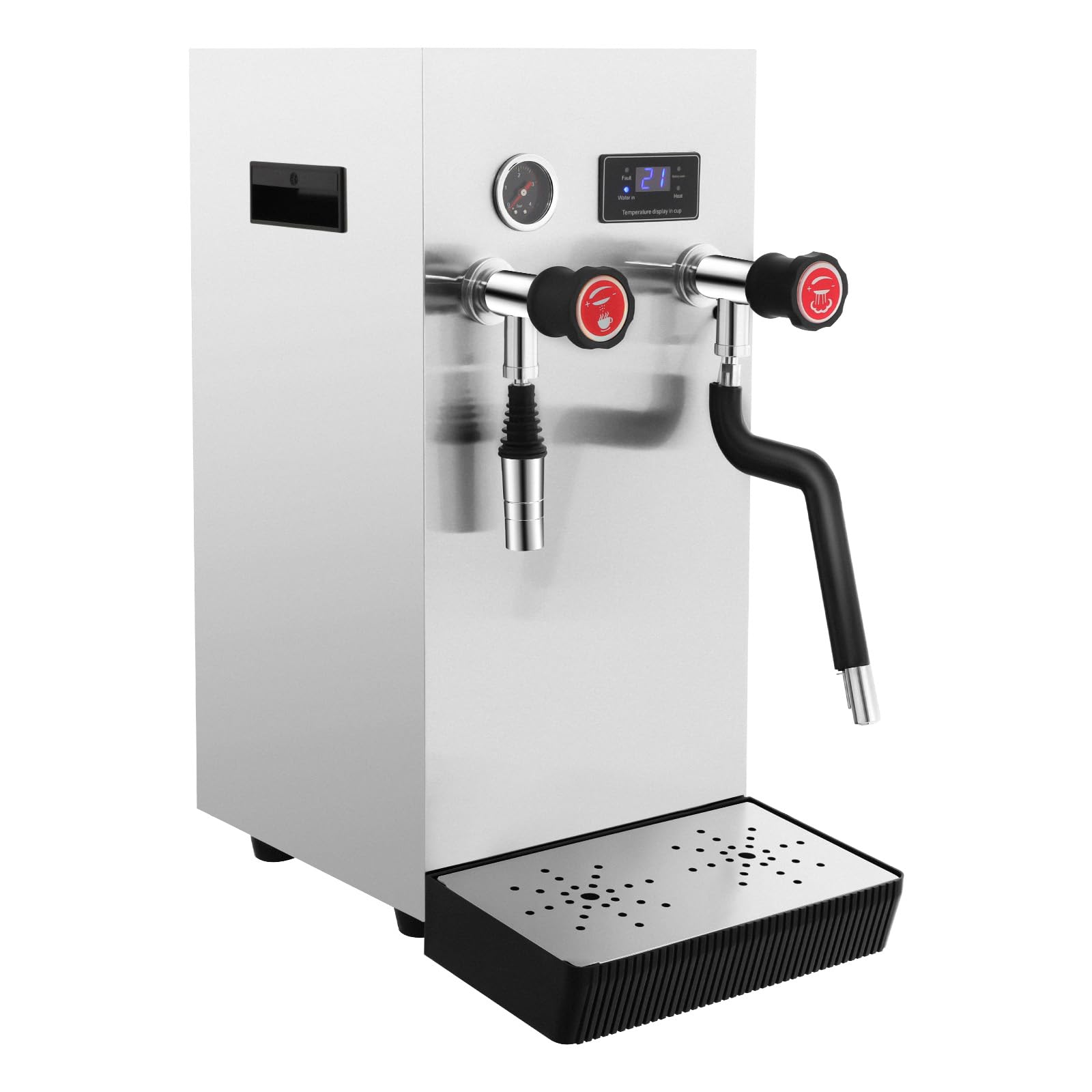 Dfmyhked 2500W Commercial Milk Frother, Automatic Steam Boiling Water Machine with LED Display, 2.1Gal Dual Boiler Espresso Machine for Coffee Shops, Bubble Tea Stores