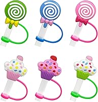 Vista 21 de 6 fundas de pajilla, cubiertas de silicona para pajilla, tapas de paja para vasos, tapones de paja portátiles a prueba de polvo para popotes de 7 a