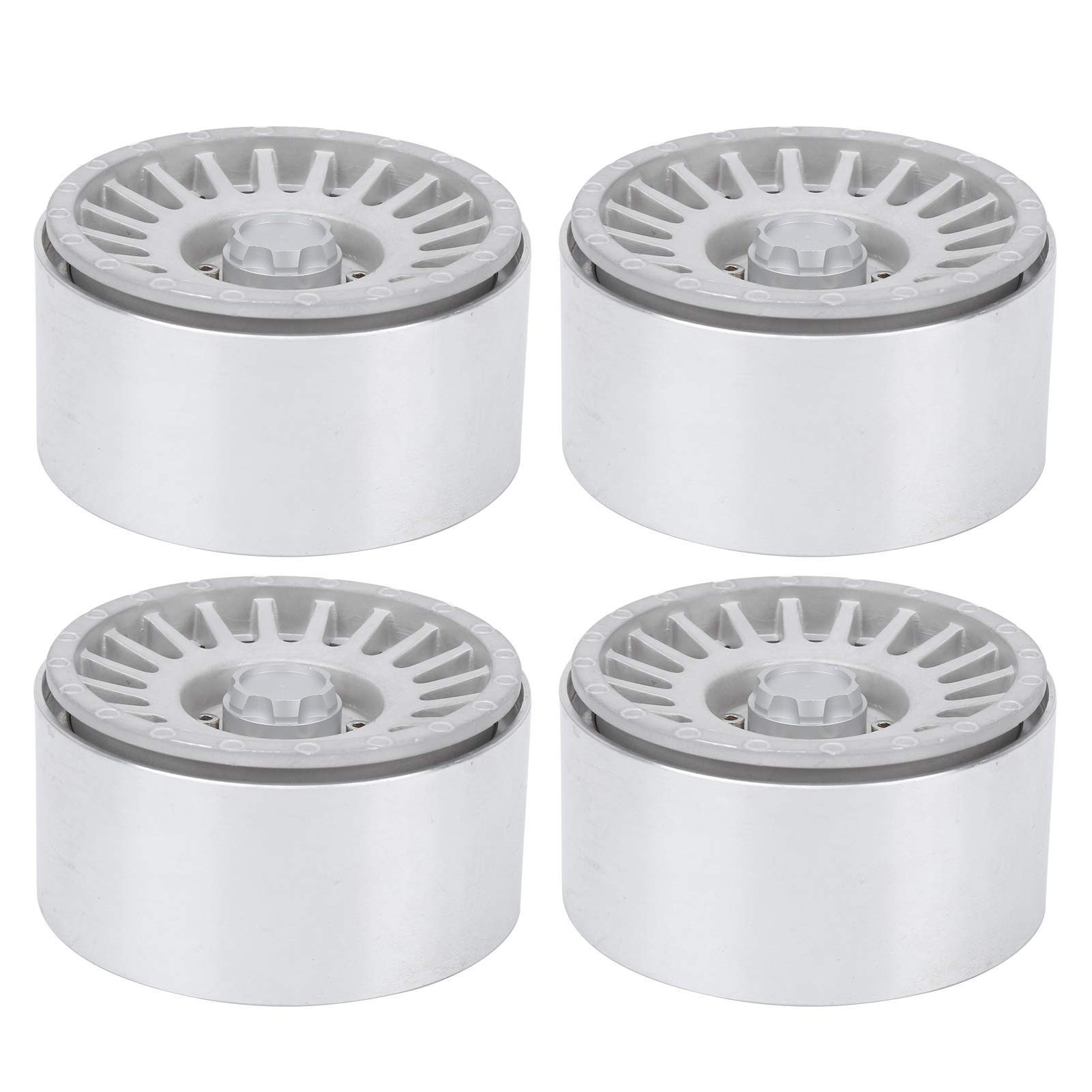 Cubo de rueda de Metal de 2,2 pulgadas, cubo de rueda sobre orugas CNC para coche de escalada, accesorio para coche RC 1/8 1/10 (Plata)