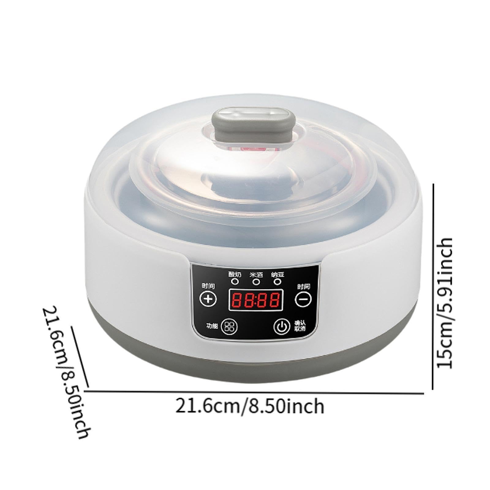 perfk Yogurtiera Macchina elettrica per yogurt, Funzione di temporizzazione a basso rumore Yogurt Contenitore interno professionale in acciaio