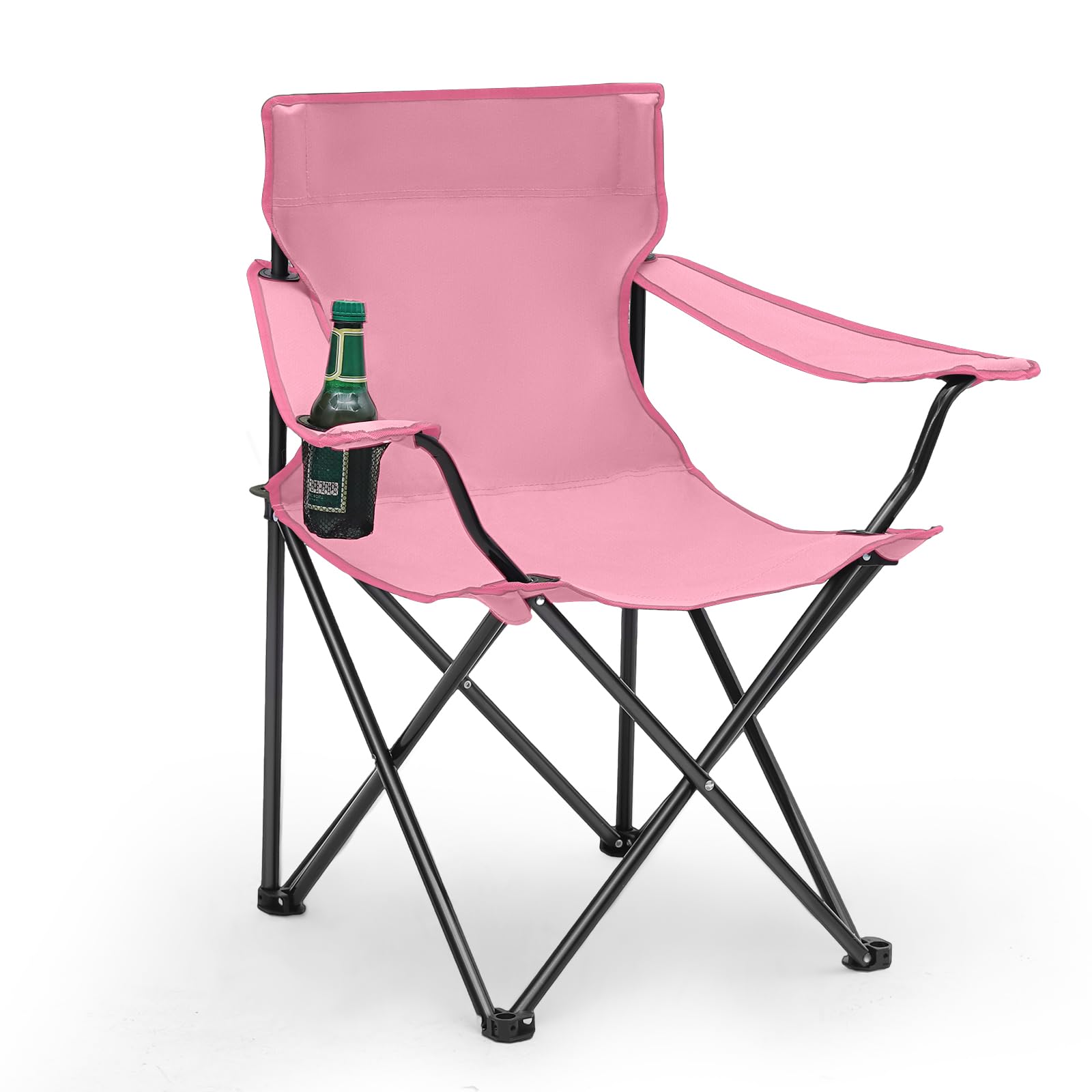 Sunula Leichter Klappstuhl Outdoor mit Getränkehalter & Tragetasche, Stabiler Anglersessel Klappbar, Praktischer Campingstuhl Ideal für Angeln Camping Picknick Rosa