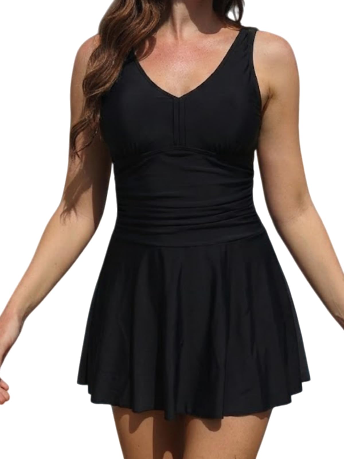 - one Piece Swimsuit Women Vintage Bathing Suits Slimming Tummy Control Swimdress Skirt Swim Dress