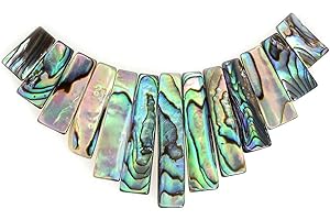 Justinstones Natural Abalone Shell Rectangle Graduated 13pcs Set Beads for DIY Craft and Jewelry Making