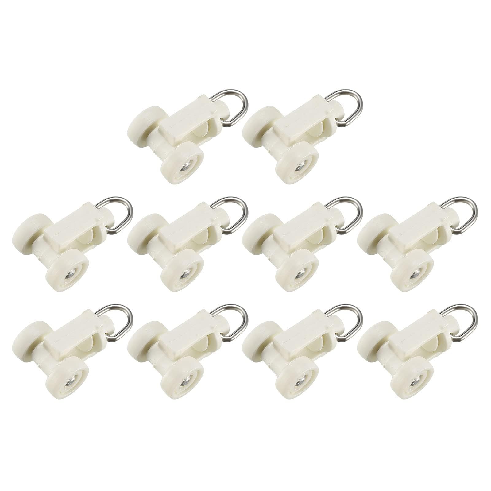 NOSKIN Curtain Track Rollers (10mm/0.39") 80Pcs, Plastic Twin Wheeled Carriers Drapery Rail Sliding Glider - for Home Window Curtain Tracks