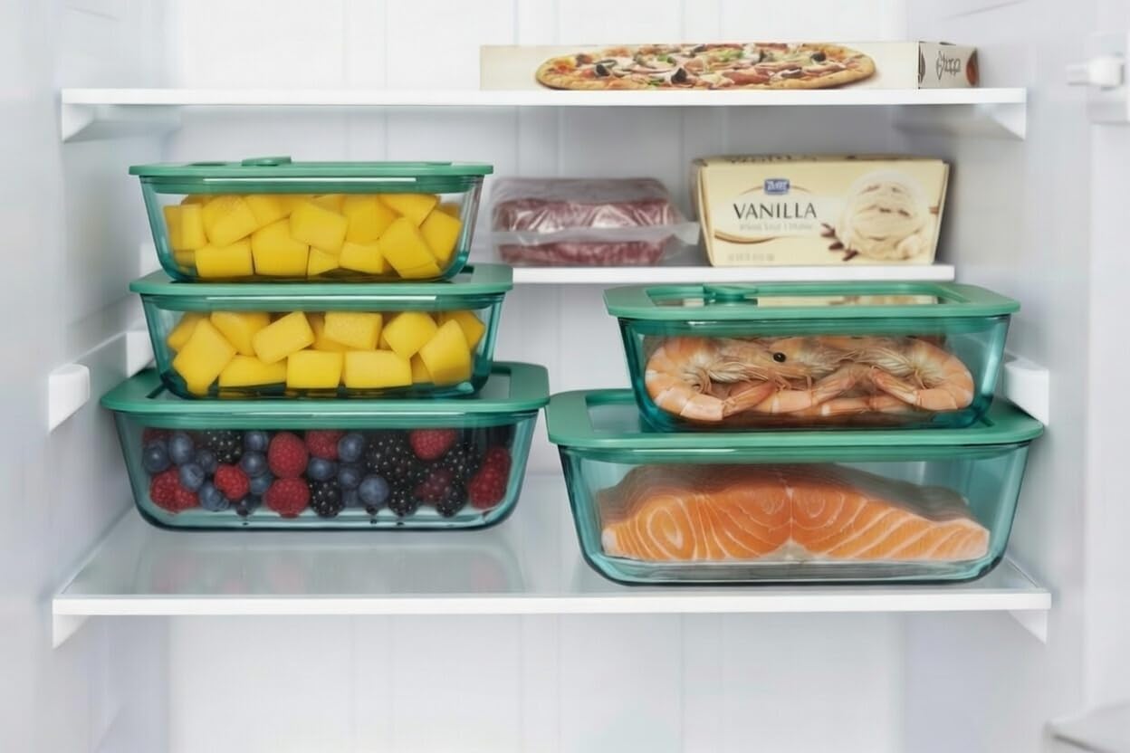 Crispa 8-Piece Teal Glass Food Storage Containers with Silicone Framed Glass Lids – 100% Plastic-Free Lunch Box Meal Prep Set (2x 40oz, 2x 20oz) – Leakproof Airtight Borosilicate for Freezer to Oven