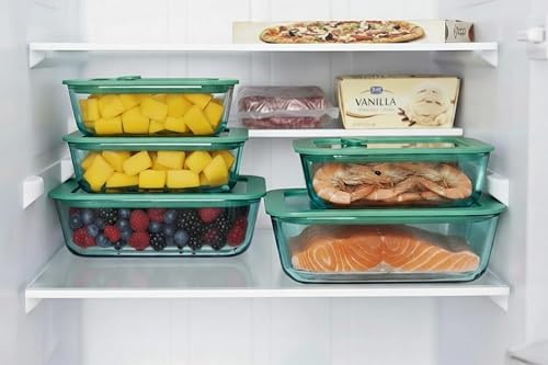 Miniatura 6 de Crispa 8-Piece Teal Glass Food Storage Containers with Silicone Framed Glass Lids – 100% Plastic-Free Lunch Box Meal Prep Set (2x 40oz, 2x 20oz) –