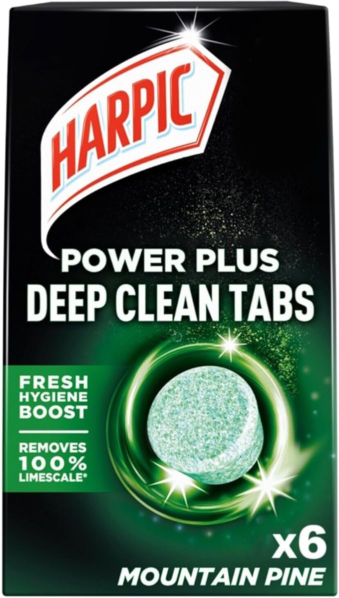 Harpic Power Plus tabletki do głębokiego czyszczenia, sosna górska, 6 tabletek, głębokie czyszczenie, bez szorowania, usuwa 100% kamienia, środek do czyszczenia toalet, 8 sztuk