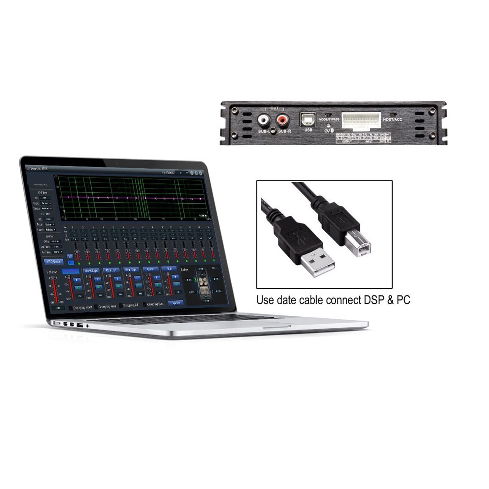 Amplificatore audio per auto Amplificatore DSP for auto 4X150W con app software Aggiornamento for autoradio Processore di segnale digitale Gamma completa
