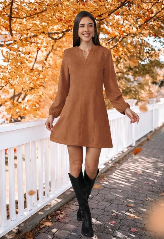 Robe manches longues à poches fluide et confortable - 5
