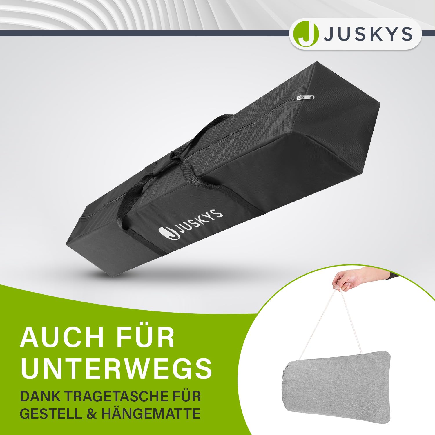 Juskys Hängematte Paya mit Gestell - Outdoor Doppelhängematte für 2 Personen - Ständer bis 200kg belastbar - Indoor doppel Hängeliege - Hellgrau