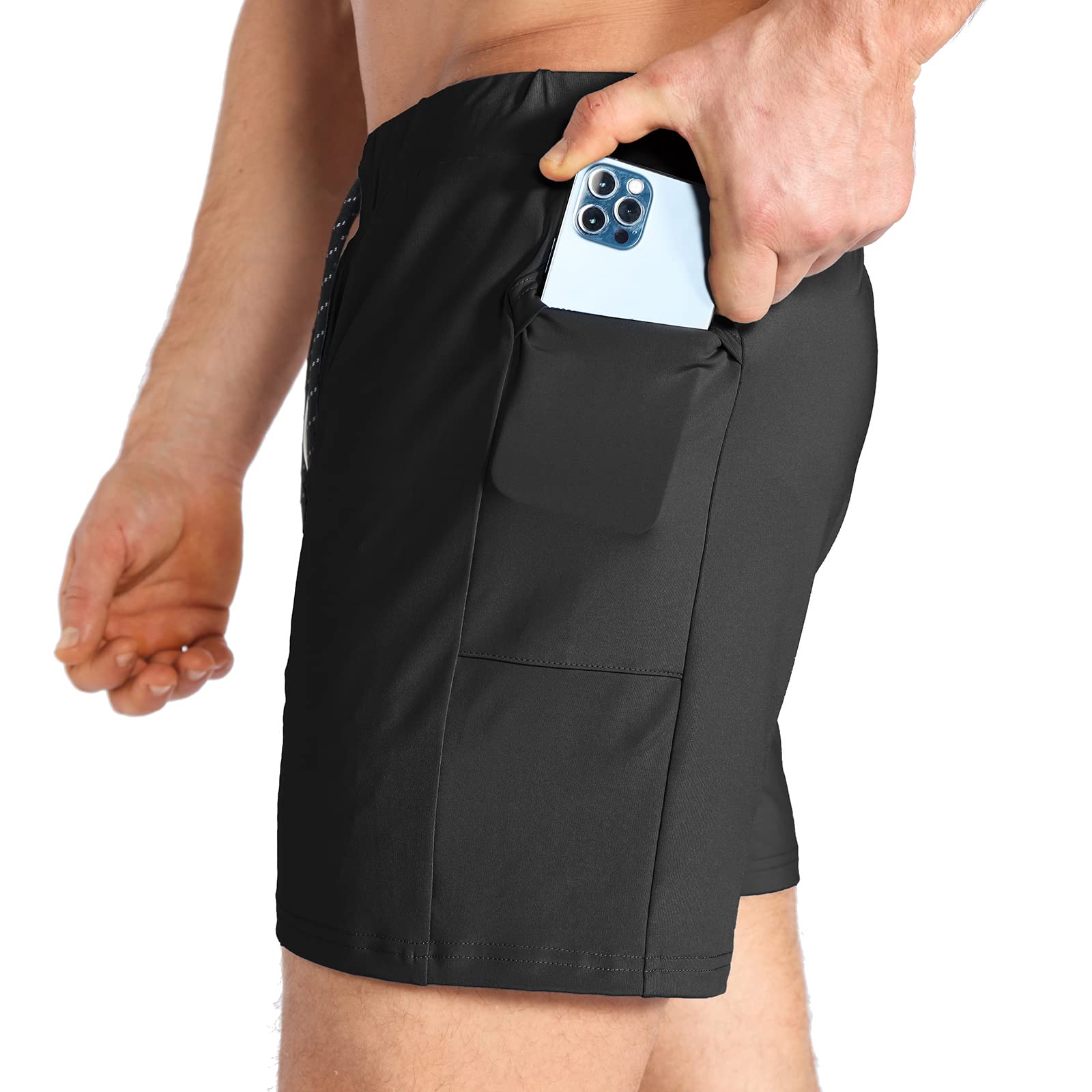 BROKIG Leggero Pantaloncini Sportivi da Uomo, Pantaloncini da Corsa Uomo Corti Palestra Allenamento Fitness Shorts