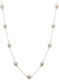 Belacqua Pearl Station Necklace, 10K Gold