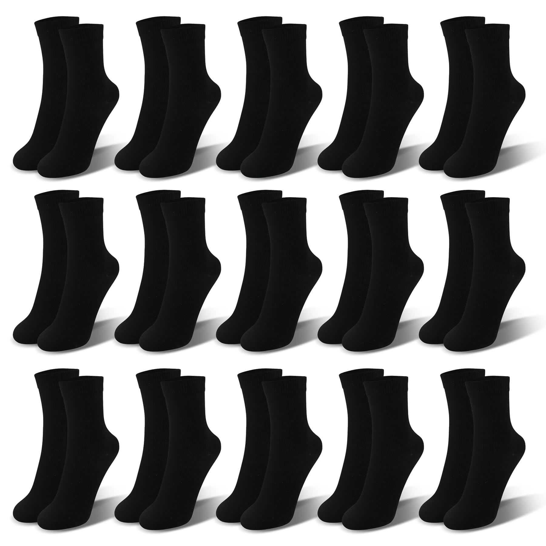 Zzxlw Kinder Socken Jungen Schwarz Weiß Grau 15 Paar Atmungsaktive Komfortable Mädchen Schule Sport Laufsocken 23-36