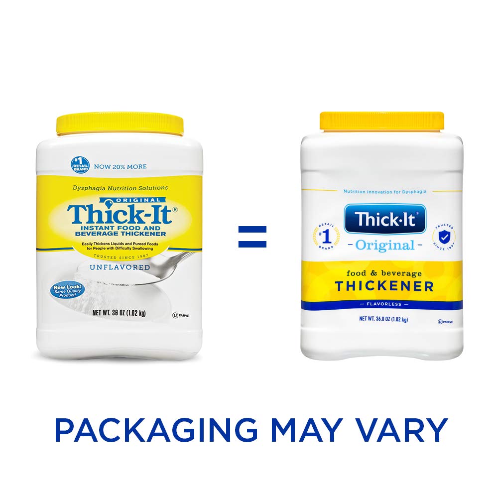 Thick-It Original Food & Beverage Thickener, Flavorless Powder for Dysphagia (IDDSI), Digestible Swallowing Aid, Easy-to-Mix & Instant Dissolve, Used in Hot & Cold Food, 36 oz Canister (Pack of 2)