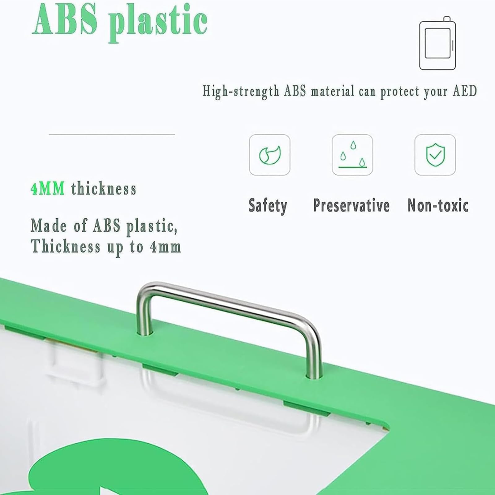 AED-Schrank, Erste-Hilfe-AED-Defibrillator-Wandschrank mit Schlüssel und Alarm, abgerundetes Eckendesign/breites Glasfenster/staubdicht, rost- und korrosionsbeständig, für öffentliche Bürobereiche