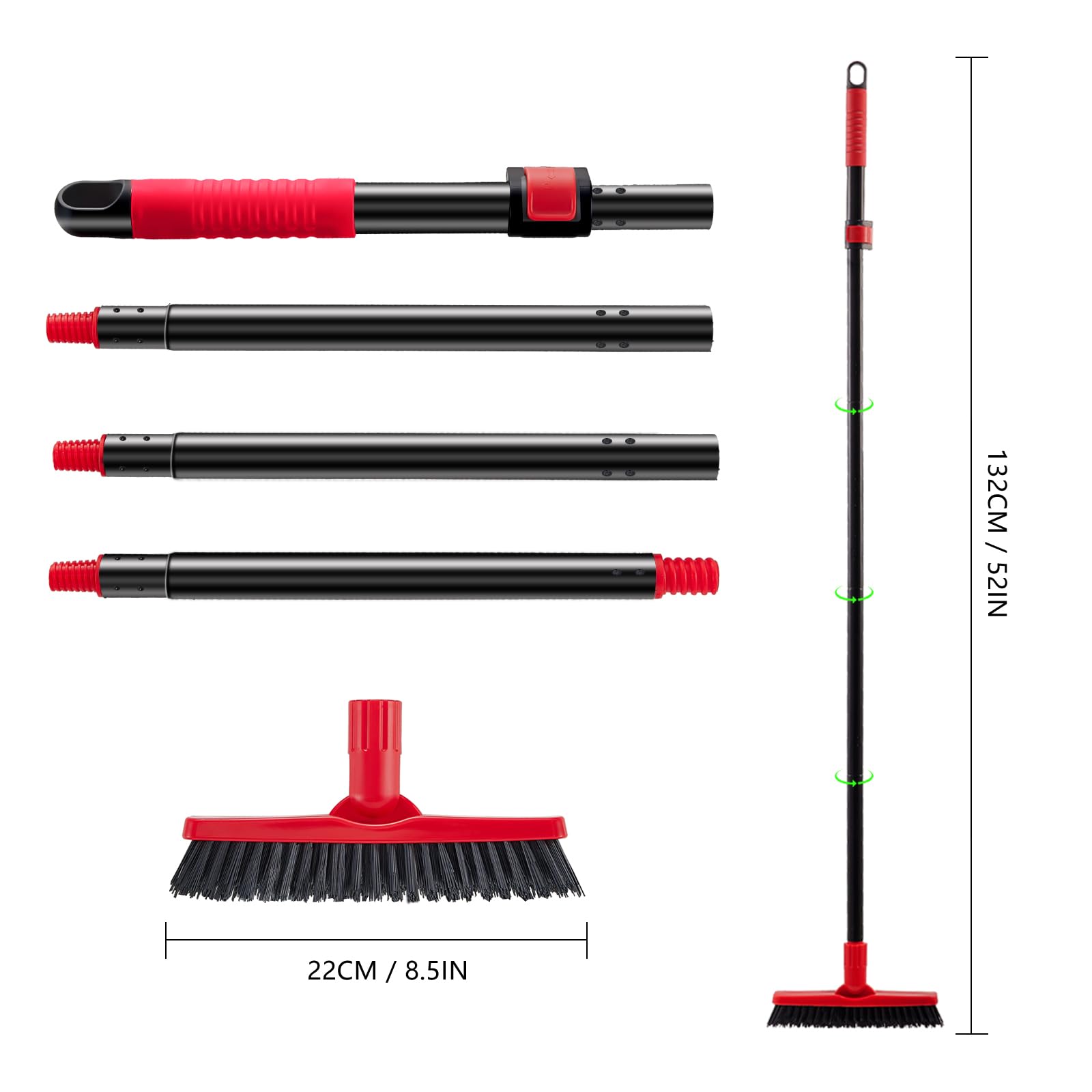 Mitclear V-shape Grout Scrubbing Brush with Long Handle(52IN), Tiles Scrubber Floor Grout Cleaner with Stiff Bristles - Image 3