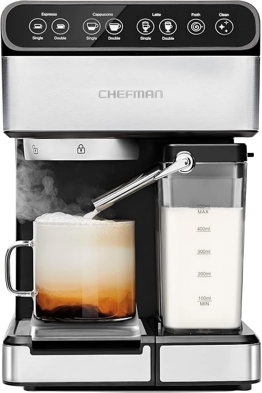 Chefman 6in1 Espresso Machine with BuiltIn Milk Frother