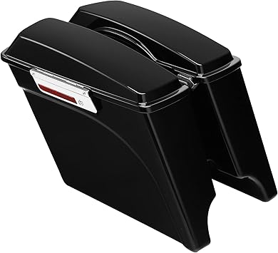 XFMT 5 Inch Vivid Black Stretched Saddlebags Extended Saddle bag with Lids Latch Keys For Harley Touring FLH FLT Electra Glide Road king Ultra Street 1993-2013