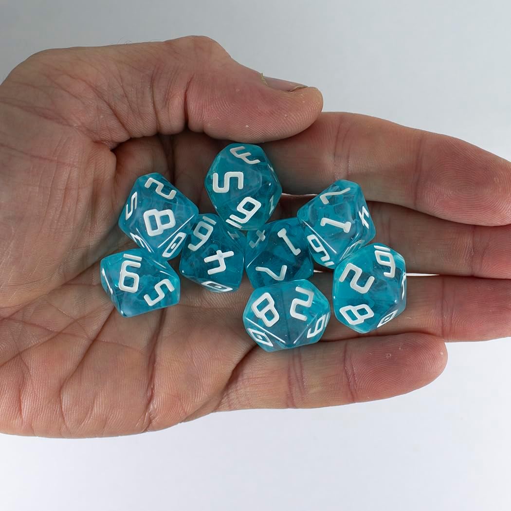 Starfarer Sci-Fi D10 Dice - 'Andromeda' - Blue with White Swirls