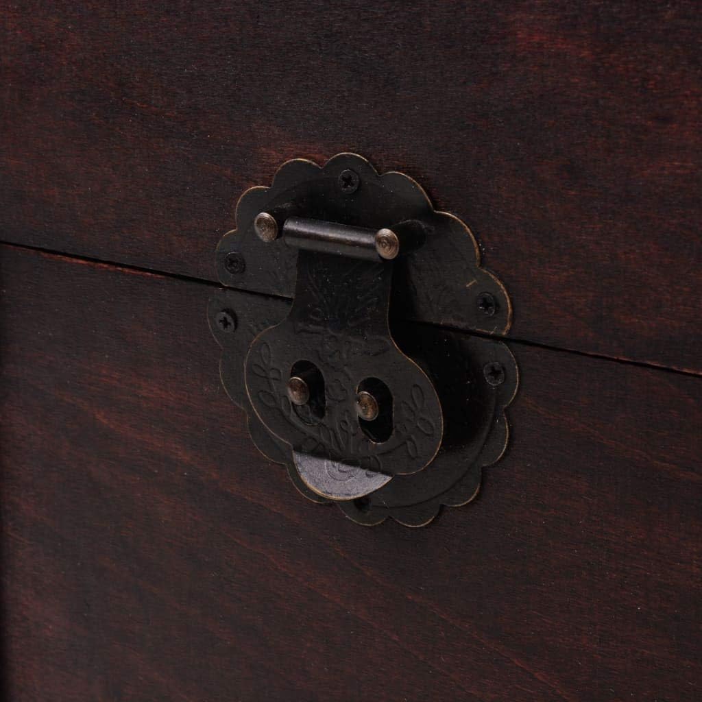 Large Brown Wood Portable Chest with Antique Finish, 25.98 x 14.96 x 15.7 in Storage Chest with Lid, Multifunctional Storage Trunk for Bedroom and Living Room Organizer