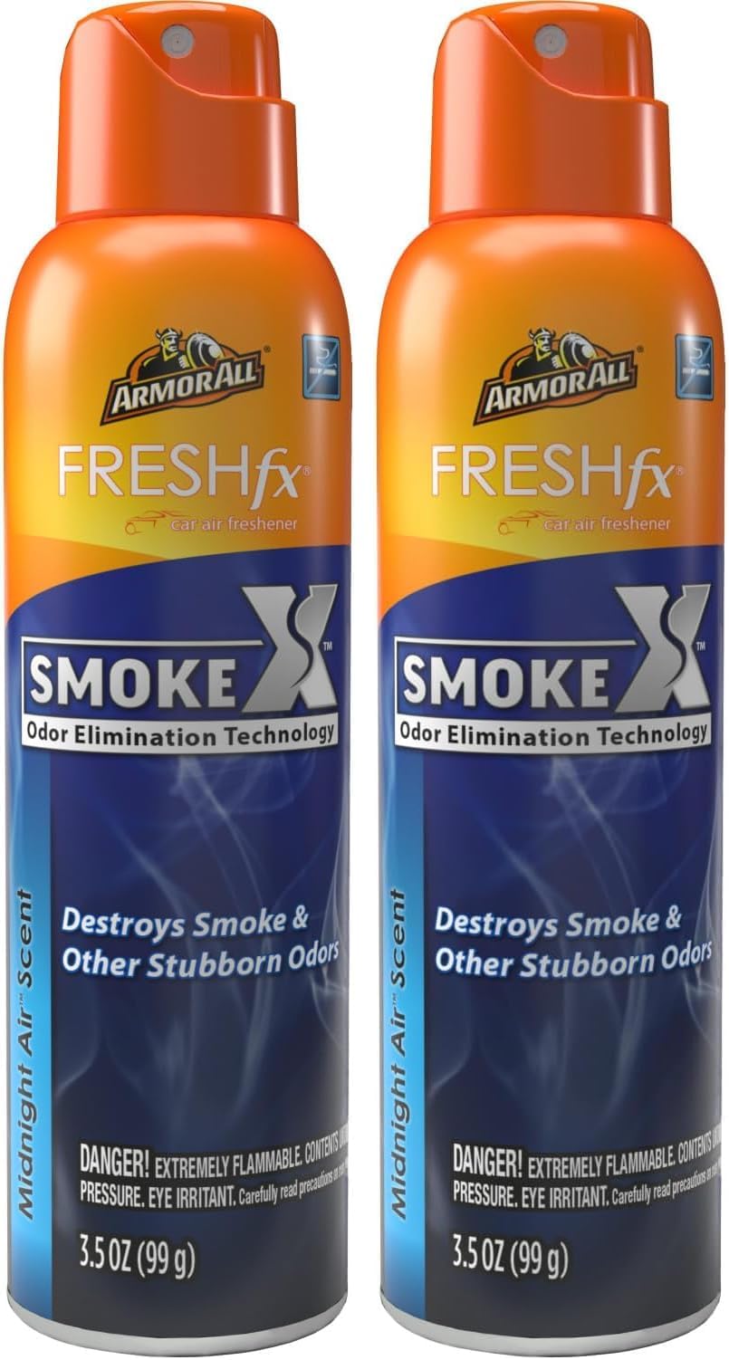 Armor All Fresh FX Smoke X Car Odor Eliminator Spray, Car Air Freshener Spray, Midnight Air Scent, 3.5 Oz (Pack of 2)