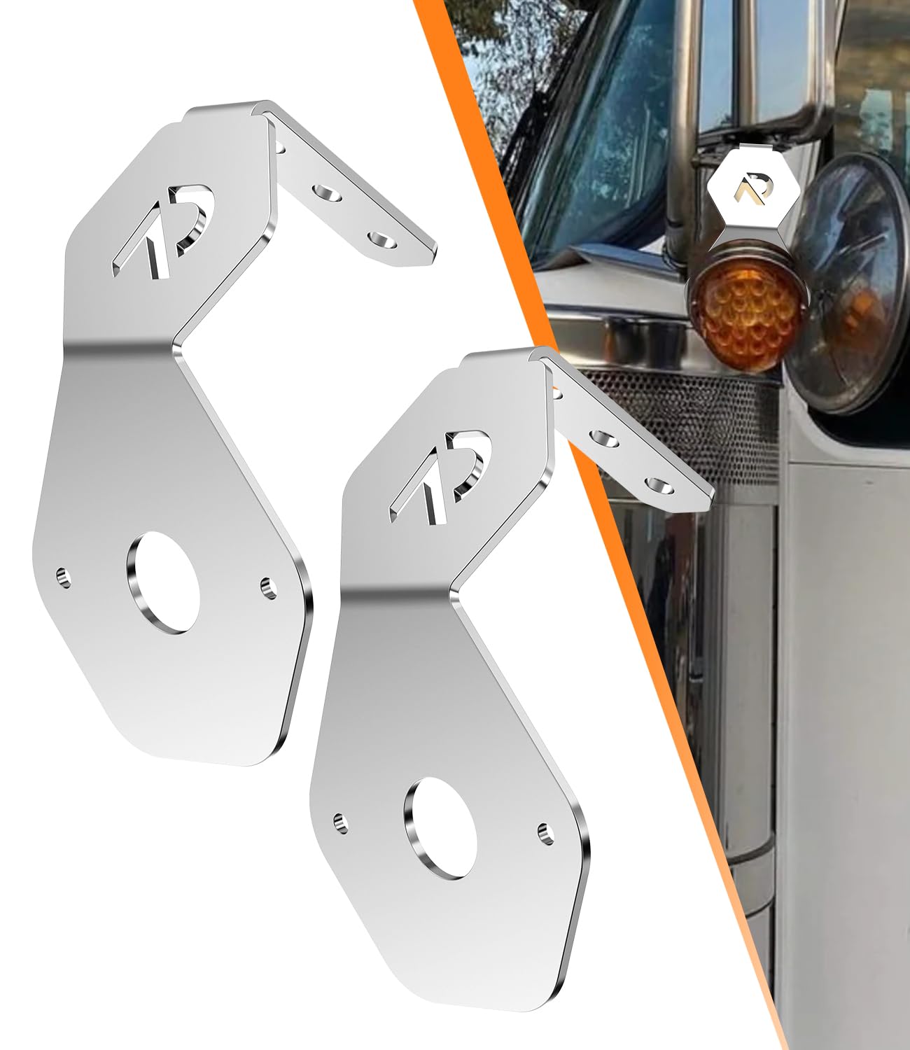 Watermelon Lights Mirror Turn Signal Bracket Universal Fits for Watermelon Light Turn Signal Mounting Bracket Angled Turn Signal Holder Stainless Steel - 2PCS Bracket Only Without LED Lights