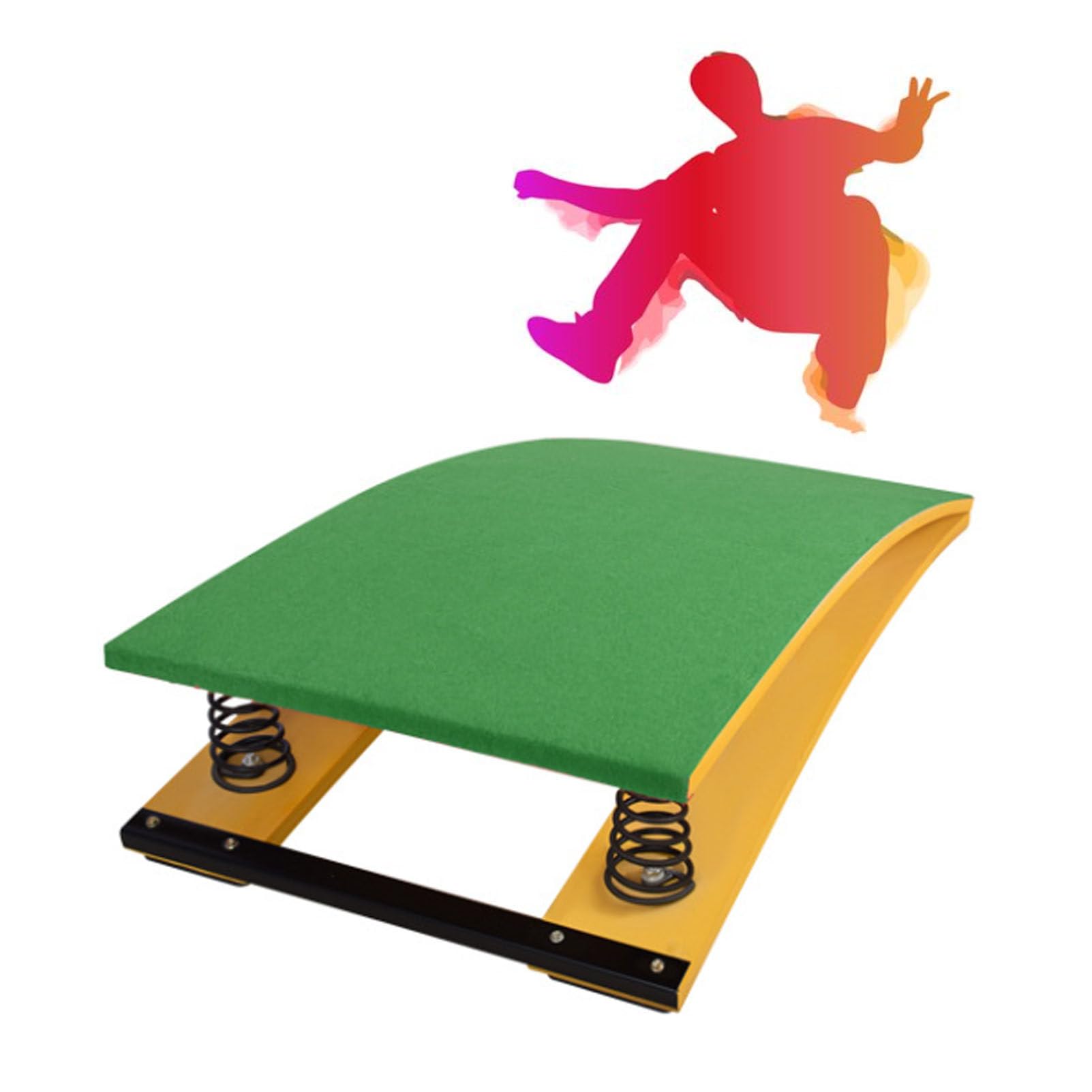 Générique Wytrzymała trampolina gimnastyczna, przenośna zakrzywiona trampolina o wysokim odbiciu, trwała konstrukcja idealna do użytku szkolnego i domowego, (zielona, 40 x