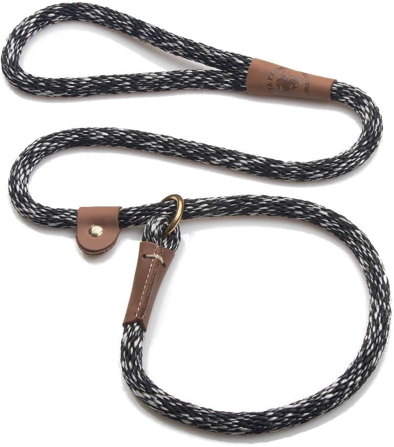 Mendota Pet Slip Leash - Dog Lead and Collar Combo - Made in The USA - Salt and Pepper, 1/2 in x 6 ft - for Large Breeds