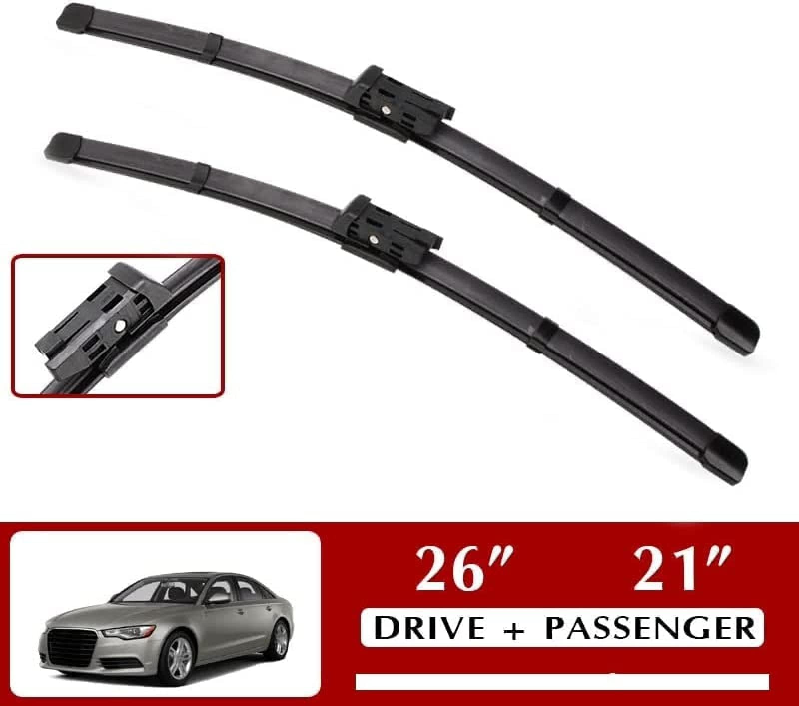 TMAR Scheibenwischer Vorne und Hinten Wischerblätter Set Für Audi A6 C7 C8 2011 2012 2013 2014 2015 2016 2017 2018 2019 2020 2021 26"+21", Windschutzscheibe Front Fenster Wischer Auto Zubehör