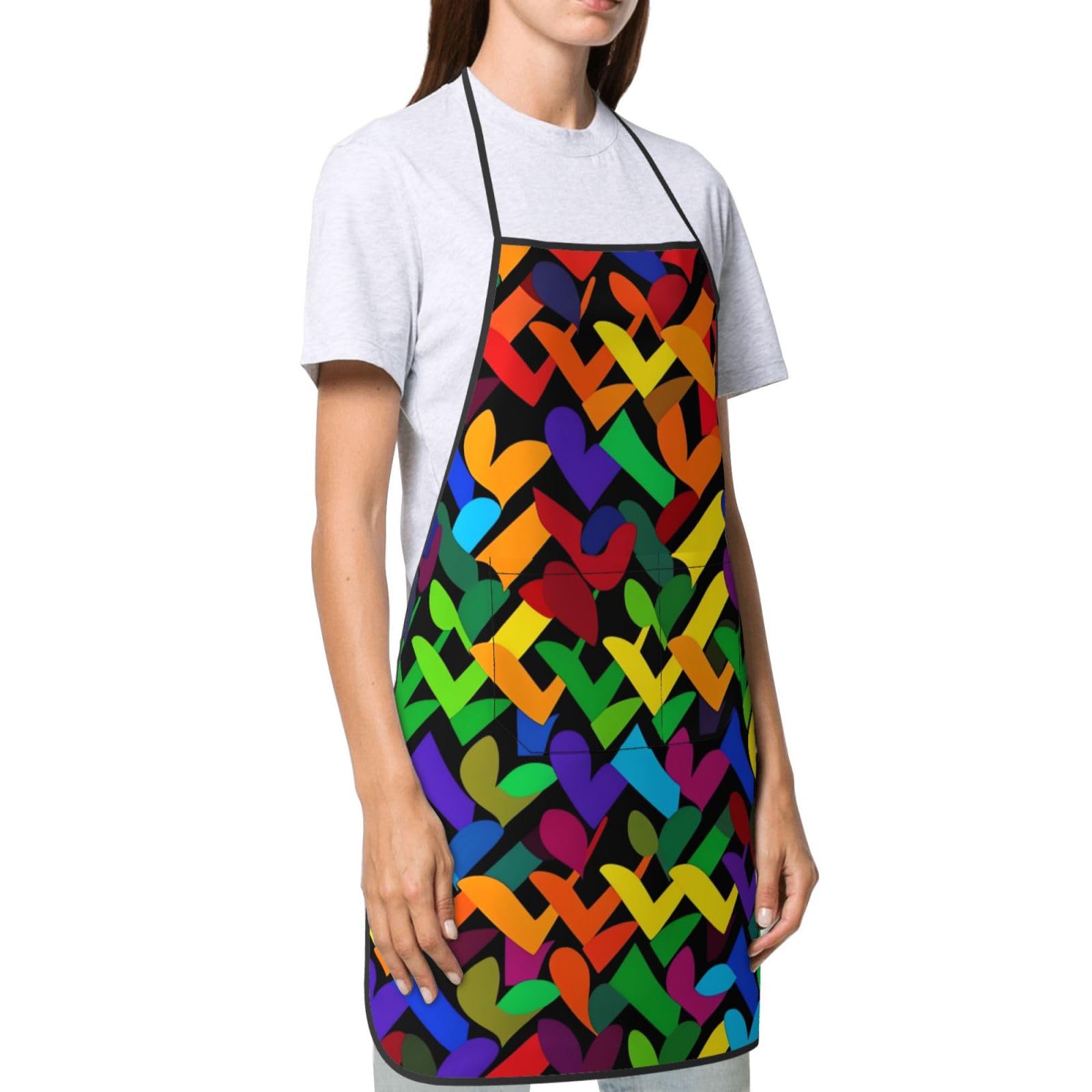 Tabliers arc-en-ciel Gay Pride pour femmes et hommes, imperméables et ajustables, avec 2 poches, doux et résistants, pour la cuisine, la pâtisserie, la peinture, le jardinage et le soin du corps.
