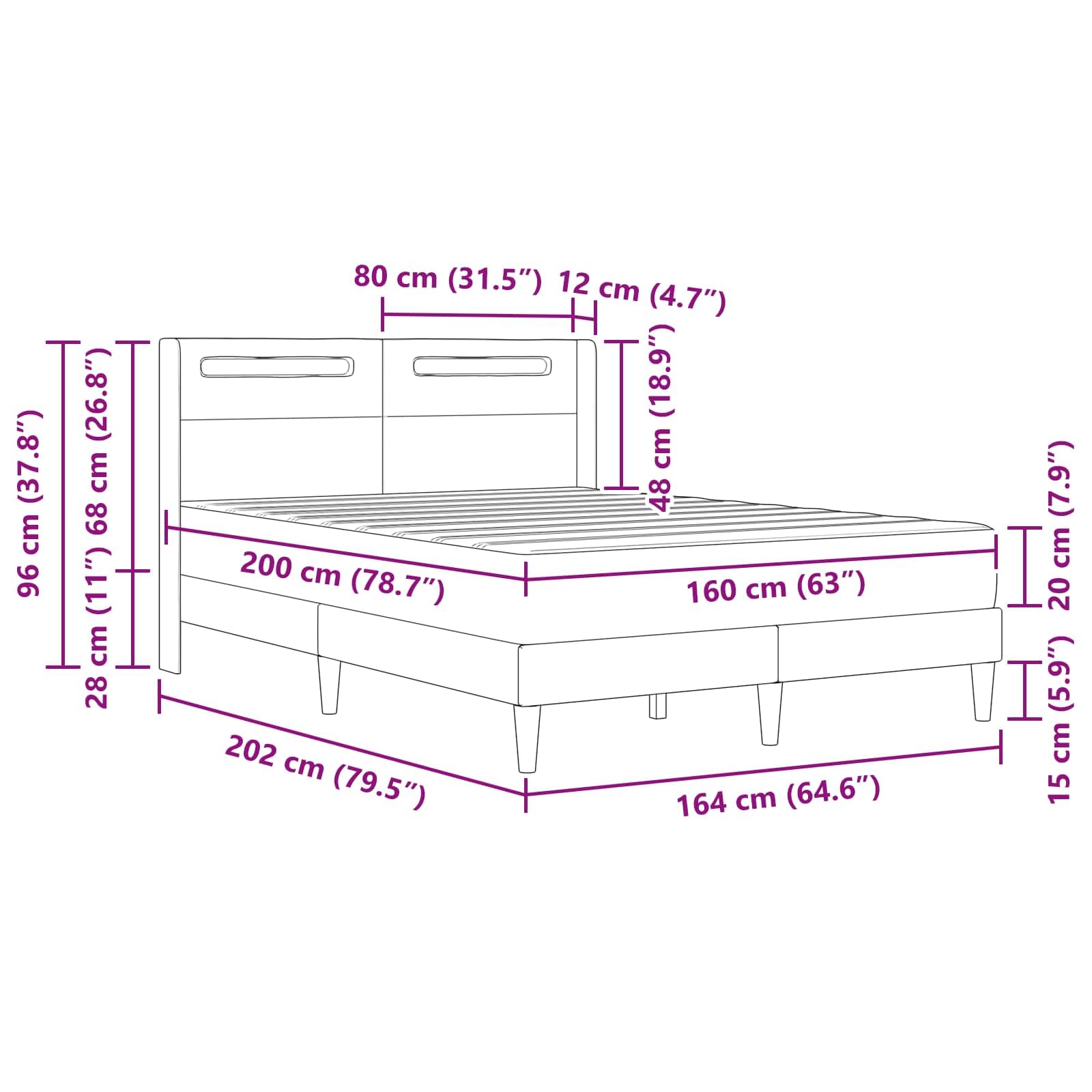 Rama łóżka z materacem, czarna, 160 x 200 cm, sztuczna skóra, stabilny mebel do spania z oświetleniem LED, złącze USB, ergonomiczny materac ze sprężynami kieszeniowymi, stelaż pod materac