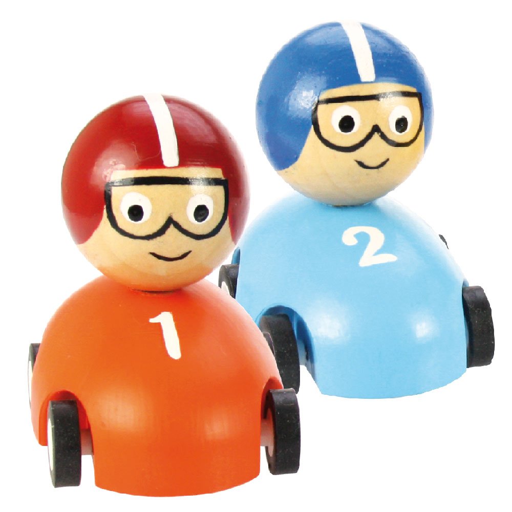 Bigjigs Toys Pull Back Racing Car (Pack of 2 - Orange and Blue)