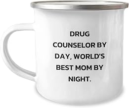 Funny Drug Counselor Gifts from Mom - World's Best Mom By Night - Enamel Camping Mug for Christmas