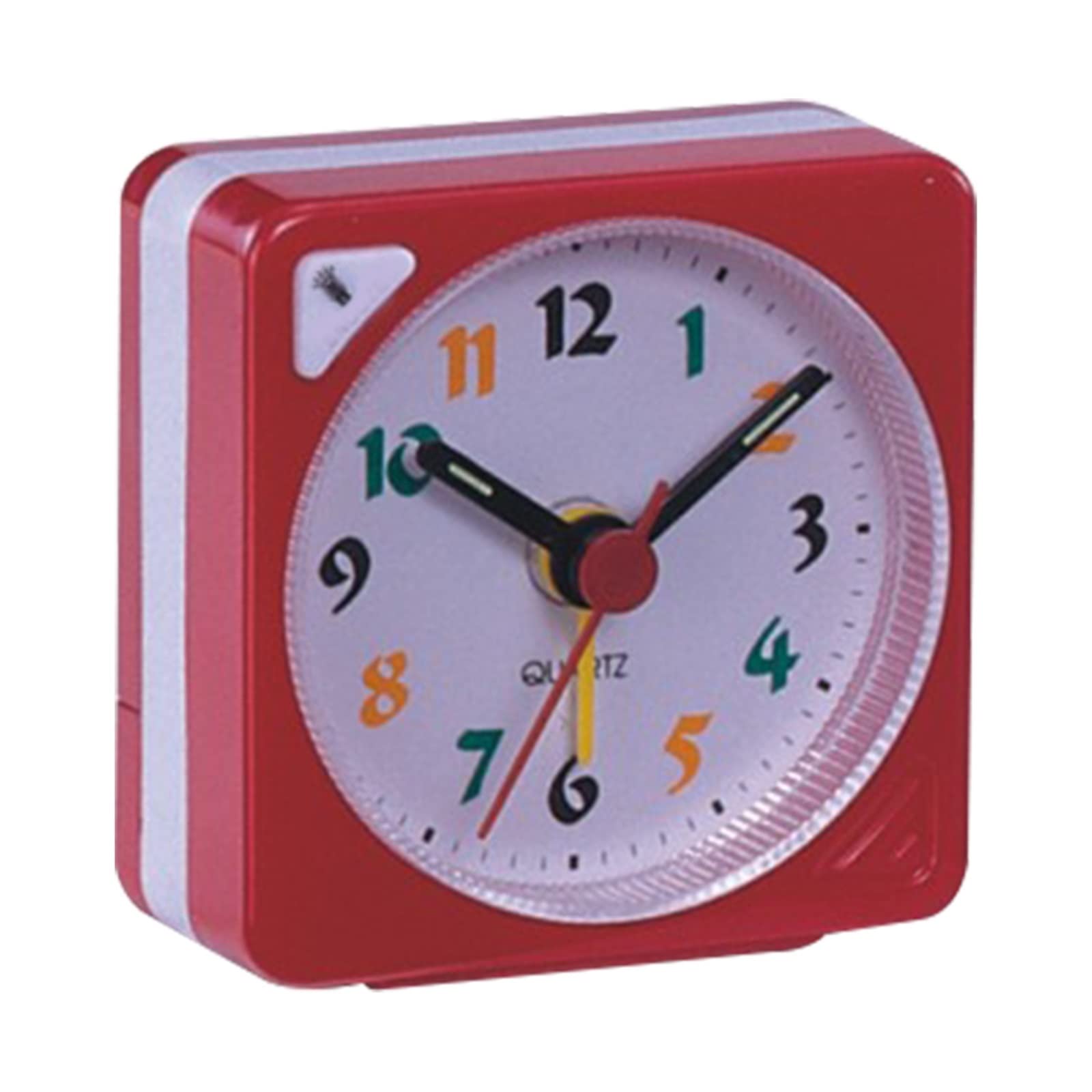 HRWLY Nightlight Design Mini Non Ticking Bedroom Travel Plastic Battery Operated Home Decoration Desktop Alarm Clock(Argento)